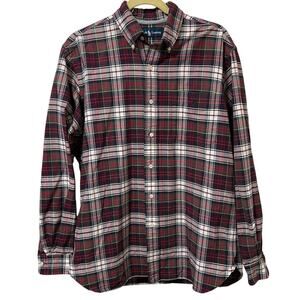 Ralph Lauren Christmas Tartan Plaid Button Down Shirt M 90s Vintage